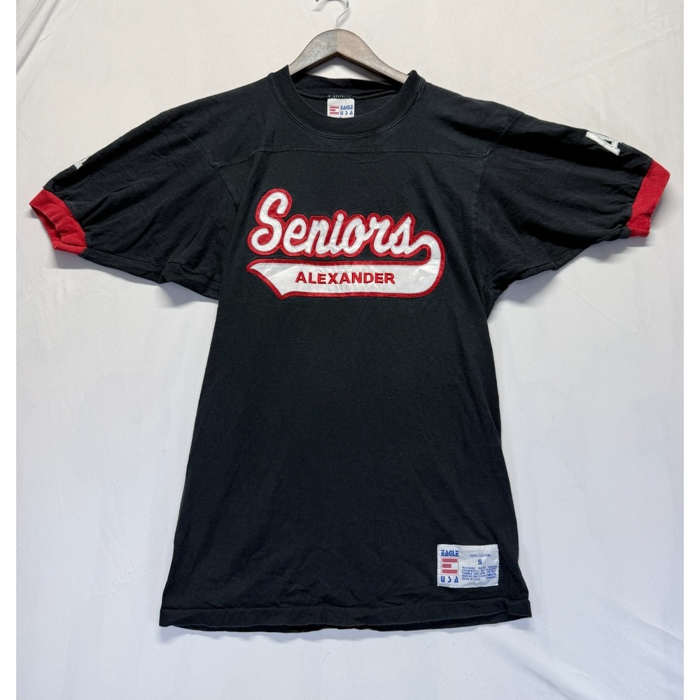 VTG Eagle USA T Shirt Men Small Black Graphic AHS Seniors Alexander Lexiibby #17